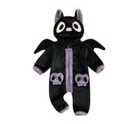 Halloween Outfits Toddler Baby Black Cat Costume Fleece Long Sleeve Hooded Jumpsuit Halloween Cosplay Clothes Baby Winter Clothes (Black, 6-12 Months)