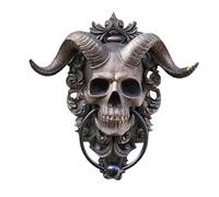 Halloween Outside Decorations Halloween Goat Horn God Hanging Door Knocker Horn Hanging Door Knocker Wall Front Large Stained Glass Window Hangings (B, 16. 5x15. 5x4)