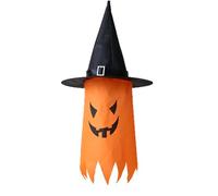 Halloween Outside Decorations Halloween Witch Hats Glow In The Dark Hanging Witch Hats With & Pumpkin Charms Party Supplies For Indoor Outdoor Decorations Ornament Stand Heart ( Yellow, 76x37cm)