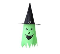 Halloween Outside Decorations Halloween Witch Hats Glow In The Dark Hanging Witch Hats With & Pumpkin Charms Party Supplies For Indoor Outdoor Decorations Ornament Stand Heart ( Green, 76x37cm)
