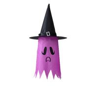 Halloween Outside Decorations Halloween Witch Hats Glow In The Dark Hanging Witch Hats With & Pumpkin Charms Party Supplies For Indoor Outdoor Decorations Ornament Stand Heart ( Purple, 76x37cm)