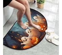 Halloween Outside Decorations Plastic Halloween And Christmas Half Door Mat Front Door Slip Area Carpet Soft Mat Indoor Entrance Wear Welcome Garage Terrace Spooky (A, One Size)