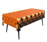 Halloween Oval Tablecloths Orange Halloween Tablecloth Large 54x72 Inch Happy Plastic Tablecloth For Party Decorations | Plastic For Outdoor (Orange, 40x19x0. 5)