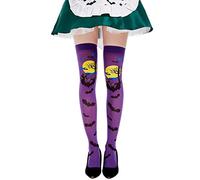 Halloween Over The Knee Socks for Women Girls Thigh High Stockings Bat Printed Long Socks