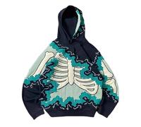 Halloween Oversized Sweatshirts for Men Full Zip Up Hoodies Heavy Cotton Pullover Drop Shoulder Casual Unisex Hoodie 2025 Sportwear Christmas Blouse (B-Mint Green, XXXL)