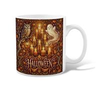 Halloween Owl And Ghost Autumn Ceramic Coffee Mug 11oz