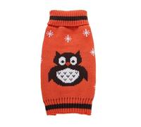 Halloween Owl Dog Sweater Teddy Dog Clothes B.ichon Fr.ise Puppy Clothes Puppy Small Dog Warmth Leash Double (Orange, S)