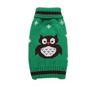 Halloween Owl Dog Sweater Teddy Dog Clothes B.ichon Fr.ise Puppy Clothes Puppy Small Dog Warmth Leash Double (Green, M)