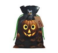 Halloween Owl Ghost Pumpkin 1 Print Drawstring Pouch For Gifts,Reusable Adorable Gift Bags,Perfect For Jewelry And More