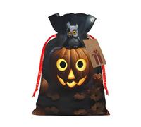 Halloween Owl Ghost Pumpkin 1 Print Drawstring Pouch For Gifts,Reusable Adorable Gift Bags,Perfect For Jewelry And More
