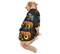 Halloween Owl Ghost Pumpkin Dog Hoodie for Medium Large Dogs, Warm Soft Pet Sweatshirt, Easy to Wear Jumper Clothes