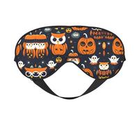 Halloween Owl Ghost Pumpkin Double Side Eye Mask, Adjustable Strap Eye Mask, Eye Sleep Shade Cover, Blocks Light Eye mask