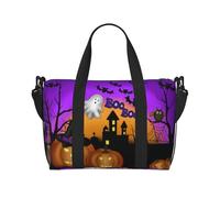 Halloween Owl Ghost Pumpkin Large-Capacity Travel Bag with Adjustable Shoulder Strap, Suitable for Sports, Fishing, and Fitness.
