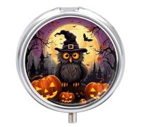 Halloween Owl Ghost Pumpkin Pill Case Pill Box with 3 Compartments