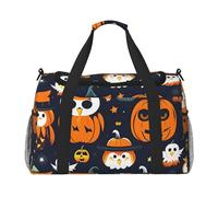 Halloween Owl Ghost Pumpkin Print Ample Space Travel Duffle Bag Carry On Tote 19.7x13x10.2 in Stylish Tote for Gym