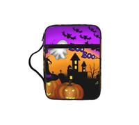 Halloween Owl Ghost Pumpkin Print Bible Cover Lightweight Tablet Sleeve Durable Makeup Bag Pencil Case for Church School Travel