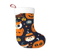 Halloween Owl Ghost Pumpkin Print Christmas Stocking 18 Inches â€“ Soft & Durable Holiday Home Decor, Perfect for Fireplace Hanging
