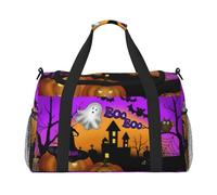 Halloween Owl Ghost Pumpkin Print Everyday Use Travel Duffle Bag Large Capacity Travel Bag Stylish Functional Bag, Black, One Size