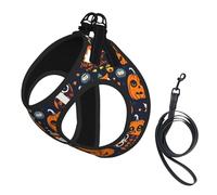 Halloween Owl Ghost Pumpkin Print Pet Leash Vest Reflective Adjustable Soft Mesh Vest Breathable For Daily Walks
