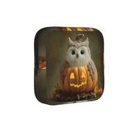 Halloween Owl Ghost Pumpkin Printed Sponge Composite Fabric Women's Sanitary Napkin Storage Bag, Portable Pad Clip for Daily Use During Travel.