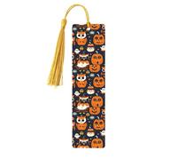 Halloween Owl Ghost Pumpkin Printing Fashion Wooden Bookmarks 5 Pieces,Rectangle Bookmarks for Adult Perfect for Graduation Gifts