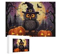 Halloween Owl Ghost Pumpkin Puzzles 300 PCS Personalized Jigsaw Puzzles for Adults Photos Puzzle for Family Challenging Picture Puzzle with Storage Bag Home Decor Jigsaw