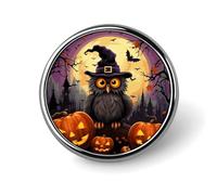 Halloween Owl Ghost Pumpkin Round Aluminum Alloy Pin Badge Lapel Pin