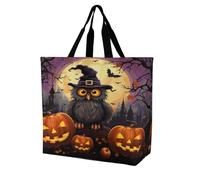 Halloween Owl Ghost Pumpkin Tote Bag Grocery Shopping Bags Shoulder Bag