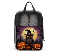 Halloween Owl Ghost Pumpkin Travel Shoe Bag, Waterproof Storage Pouch with Zipper, Portable Shoe Organizer for Women And Men