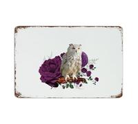 Halloween Owl Skeleton' Flower Floral Country Metal Sign Retro Gate Wall Art Plaques Abstract Rose Horror Wall Decorations Aluminum Tin Signs for Fence Office Living Room 12x18 Inch