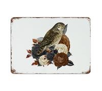 Halloween Owl Skeleton' Flower Floral Metal Sign 10x14 Inch Decorative Patio Living Room Shop Wall Décor Metal Plaque Abstract Rose Horror Wall Art Plaques for Porch