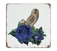 Halloween Owl Skeleton' Flower Floral Metal Signs 12x12 Inch Custom Yard Outside Dorm Wall Decor Metal Plaque Abstract Rose Horror Wall Art Plaques for Terrace