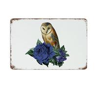 Halloween Owl Skeleton' Flower Floral Metal Signs 8x12 Inch Retro Garden Dorm Lounge Room Decor for Men Aluminum Tin Signs Abstract Rose Horror Wall Art Plaques for Yard