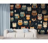 Halloween Owl Wall Mural, Self-Adhesive Peel & Stick Wallpaper, Starry Sky Bird Design Photo Wallpaper for Living Room & Bedroom (300x210 cm), F-599