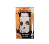 Halloween Painting Kit with LED - Ceramic Skull to Decorate - DIY Decoration Halloween Luminous - Creative Activity for Children & Adults - Includes Paint & Brush