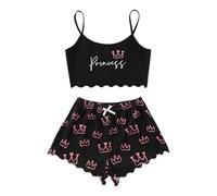 Halloween Pajamas Women Pumpkin Skeleton Print 2 Piece Cami Top and Shorts Spooky Pjs Sets Casual Sleeveless Sleepwear Fall Loungewear Halloween Pajamas Hot Pink S