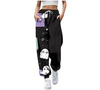 Halloween Pants Grey Trousers Womens, Steampunk Yoga with Pumpkin Prints Wide Leg High Waisted Tailored Casual Gothic Loose-Fitting Plus Size Elastic Waist Leggings for Work Sport Party