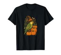 Halloween Parakeet Witch with Pumpkins Spooky Autumn Magic T-Shirt