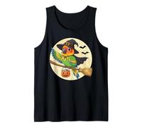 Halloween Parrot Witch Flying On Broom Tank Top