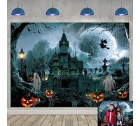 Halloween Party Backdrop Scary Dark Night Castle Backdroop Horrible Pumpkin Ghost Witch Cemetery Photography Background Halloween Party Decorations Studio Props 210x150cm