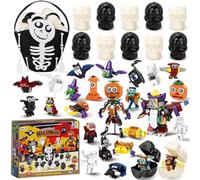 Halloween Party Bag Fillers for Kids, 12 Prefilled Skeleton Skulls with 12Pcs 2- in-1-Halloween Building Blocks Toys &1 Goodie Bag, Trick or Treat, Pinata Fillers, Party Favours for Boys Girls Kids
