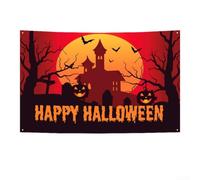 Halloween Party Banner with Traditional Pumpkin and Design for Walls, Made of Polyester Fabric with Four Metal Grommets for Easy Installation on Various Surfaces (WSBJB2256-12)
