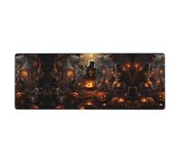 Halloween Party Bash Pattern Oversized Keyboard and Mouse pad 12x31.5 inches, Lock-Edge Design, Non-Slip and wear-Resistant,
