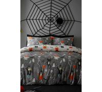 'Halloween Party' Childrens Bedroom Duvet Cover Set Bedlam Grey Single