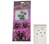 Halloween Party Decor - Premium Spider Web Accessories | Inner Stripes Spider Web | Halloween Soft Spider Decoration | Core Piece Stage Web | Creative Haunted Ceiling Table Display | Spooky pa