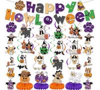Halloween Party Decoration Colorful Happy Halloween Banner Ghost Puppy Theme Spiral Banner Party Supply for All Hallows' Eve