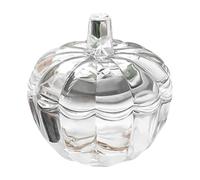 Halloween Party Decoration Halloween Pumpkin Jar Glass Candy Jar Trinket Organizer Clear Cookie Storage with Lid Candy Bowl for Table Centerpieces Snow Buddies Ornament (Clear, 10x10cm)