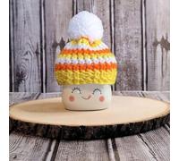 Halloween Party Decoration Hand Knitting Fall Decorations For Home Mug Hat Mug Topper Farmhouse Autumn Decoration Tiered Tray Home Fall Halloween Candy Corn (NOT Skeleton (Orange, 7cm)