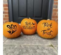 Halloween Party Decoration Pumpkin Vinyl Word Stickers - Pack of 3 - Boo, Trick or Treat, Happy Halloween. (15cm)