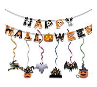 Halloween Party Decorations, 7-Piece Halloween decorations Set with Pumpkin Garland and Hanging Swirls, Fun Halloweens Decor for Kids Parties, Classroom and Home Decorations